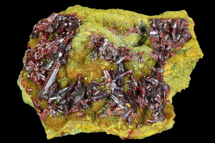Realgar Crystals on Yellow-Orange Orpiment - Peru #110172